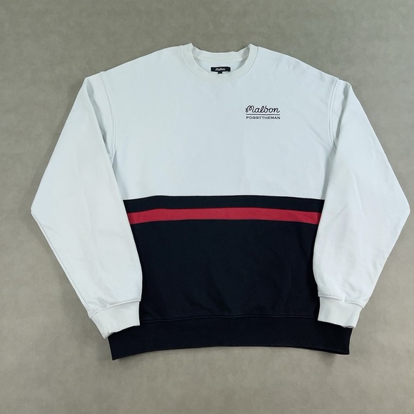Malbon Other - Malbon x Poggytheman Sweatshirt Mens Large White Black Golf Embroidered Crewneck